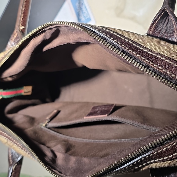 AUTHENTIC GUCCI Princy Boston Bag in GG Canvas with Leather Trim - Picture 4 of 10